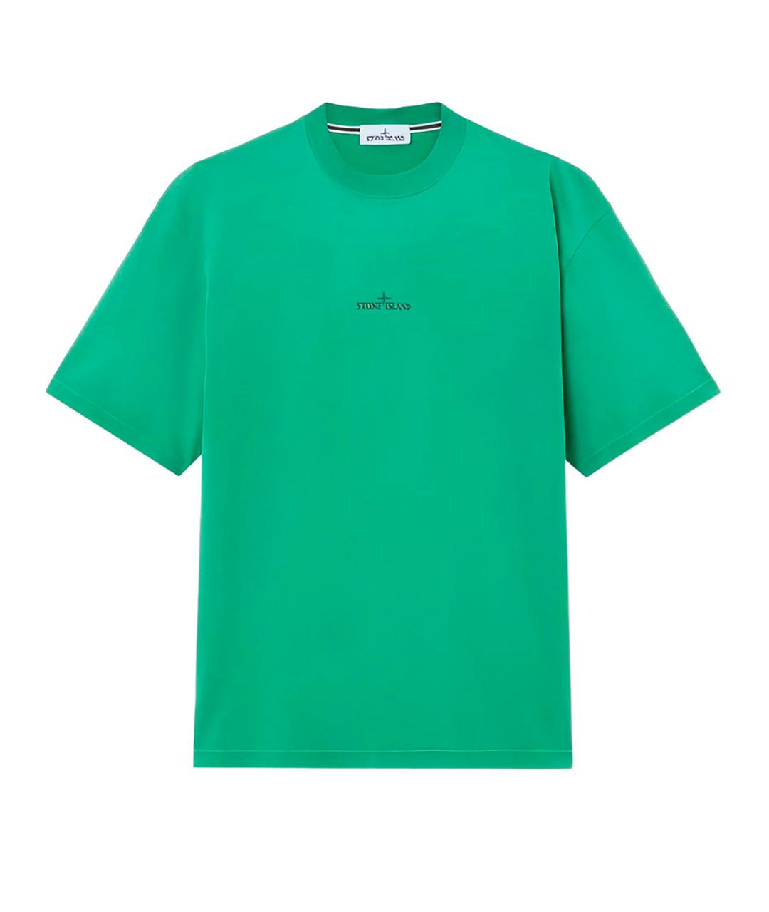 STONE ISLAND Зеленая хлопковая футболка, фото 1