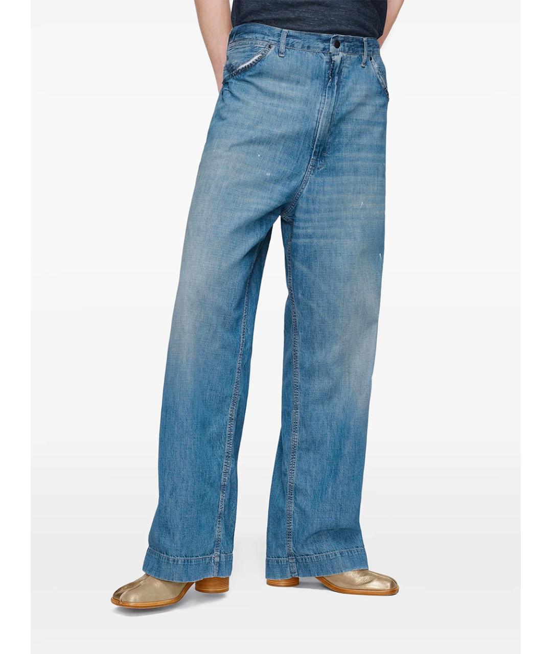 MAISON MARGIELA Синие хлопковые прямые джинсы, фото 5