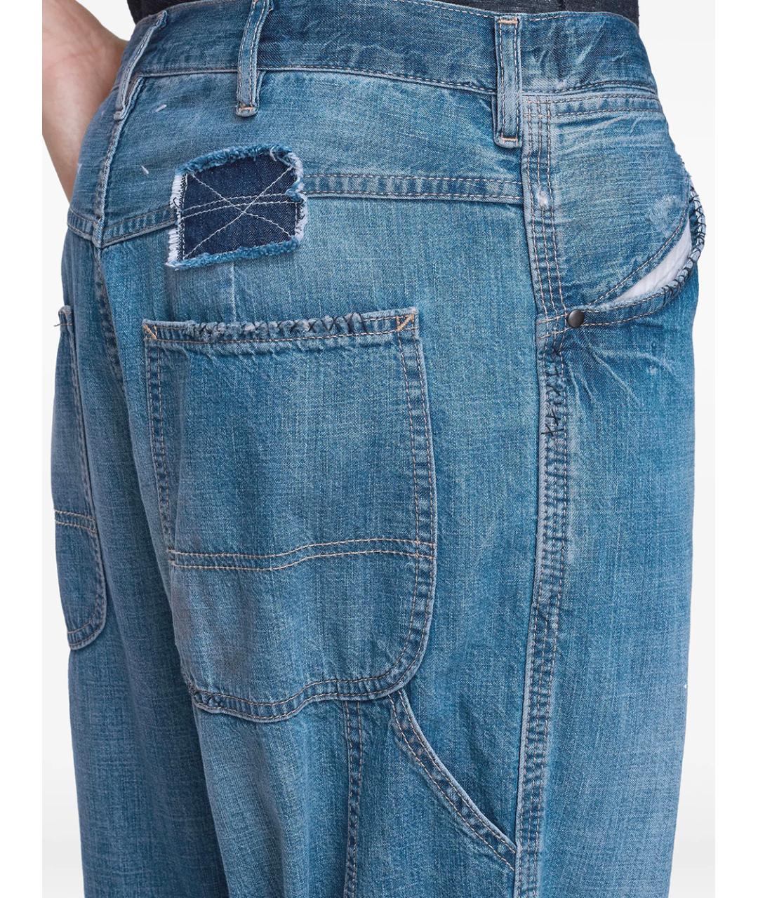 MAISON MARGIELA Синие хлопковые прямые джинсы, фото 2