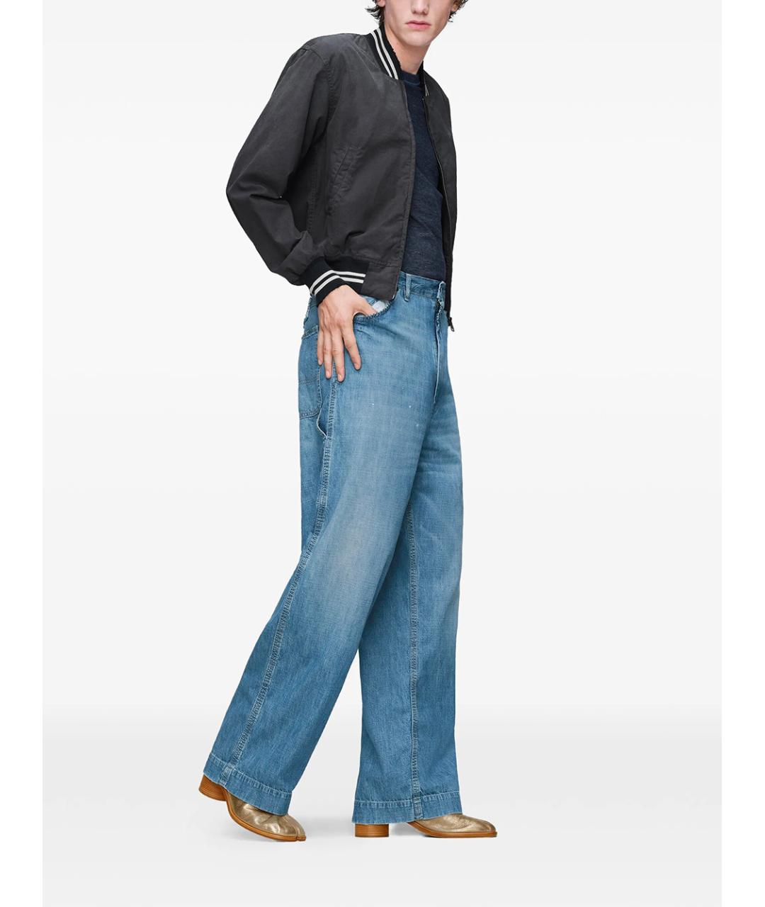 MAISON MARGIELA Синие хлопковые прямые джинсы, фото 4