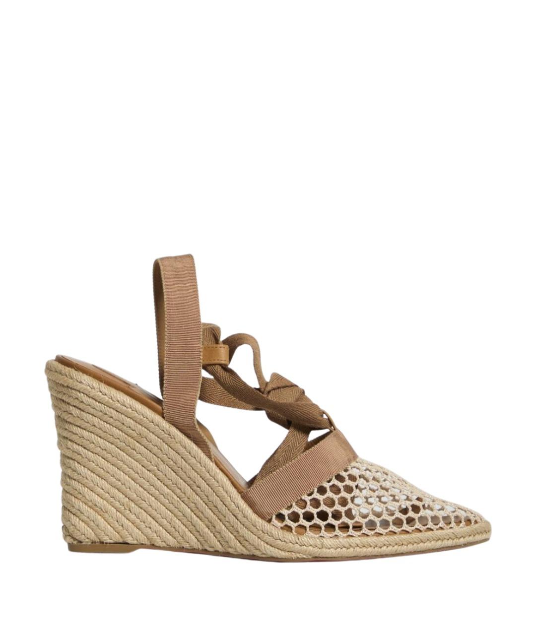 CHRISTIAN LOUBOUTIN Бежевые кожаные босоножки, фото 1