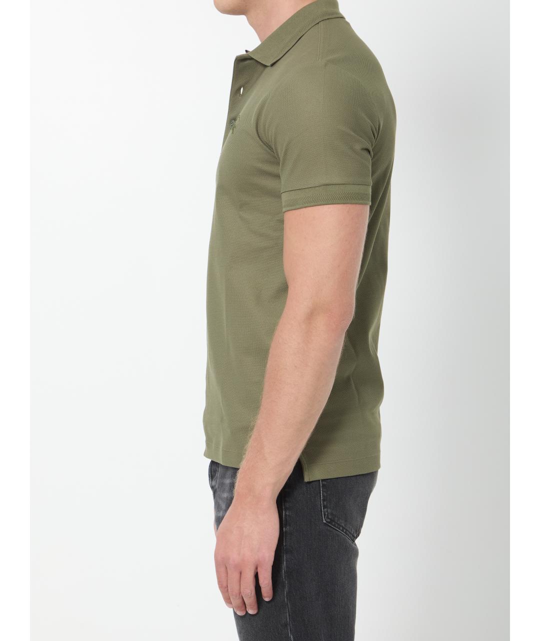 BURBERRY Зеленые хлопковое поло с коротким рукавом, фото 3