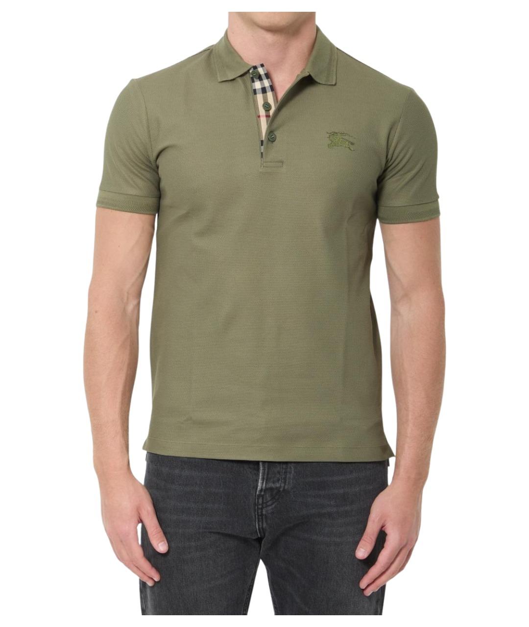 BURBERRY Зеленые хлопковое поло с коротким рукавом, фото 1