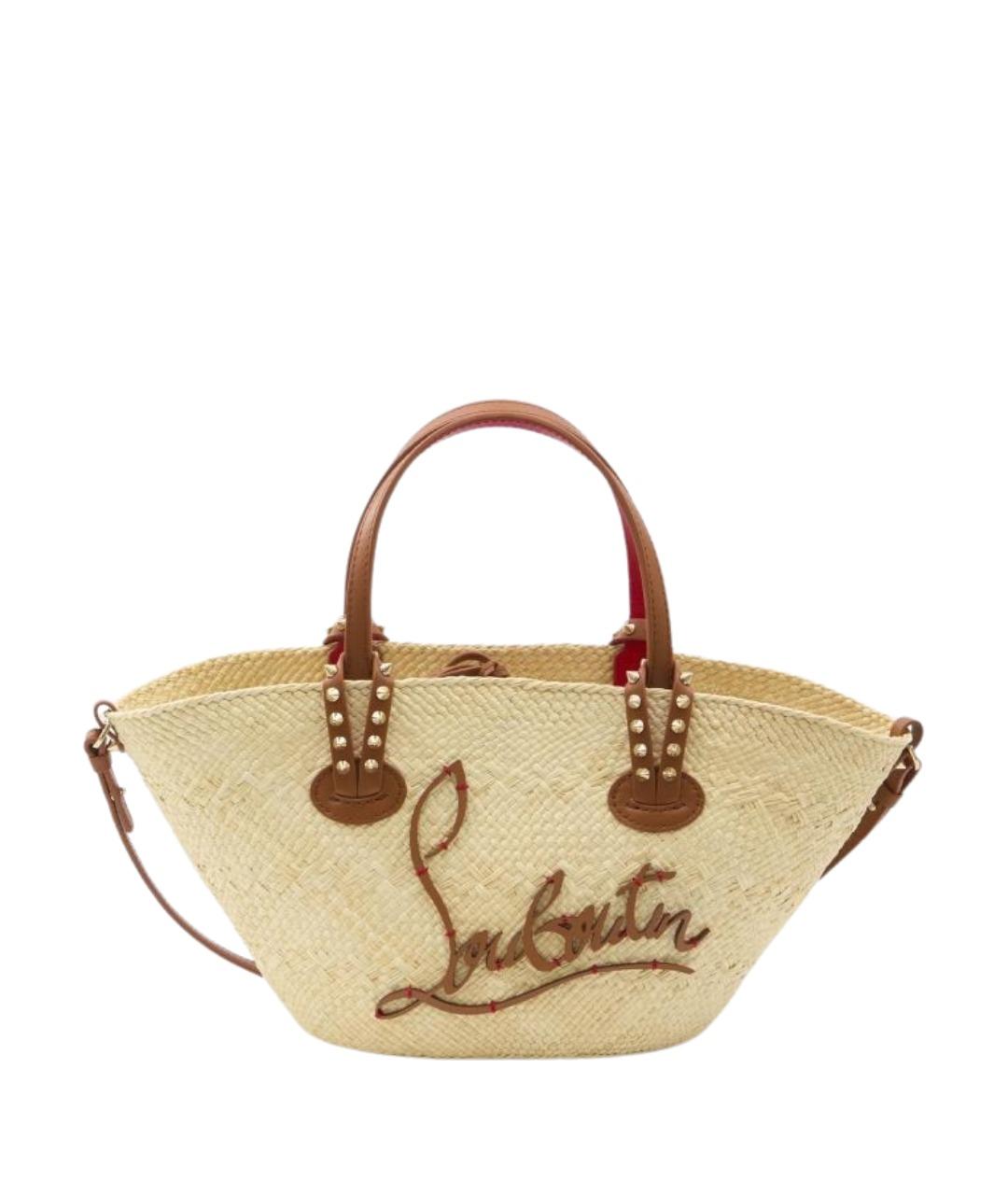 CHRISTIAN LOUBOUTIN Бежевая пелетеная сумка тоут, фото 1