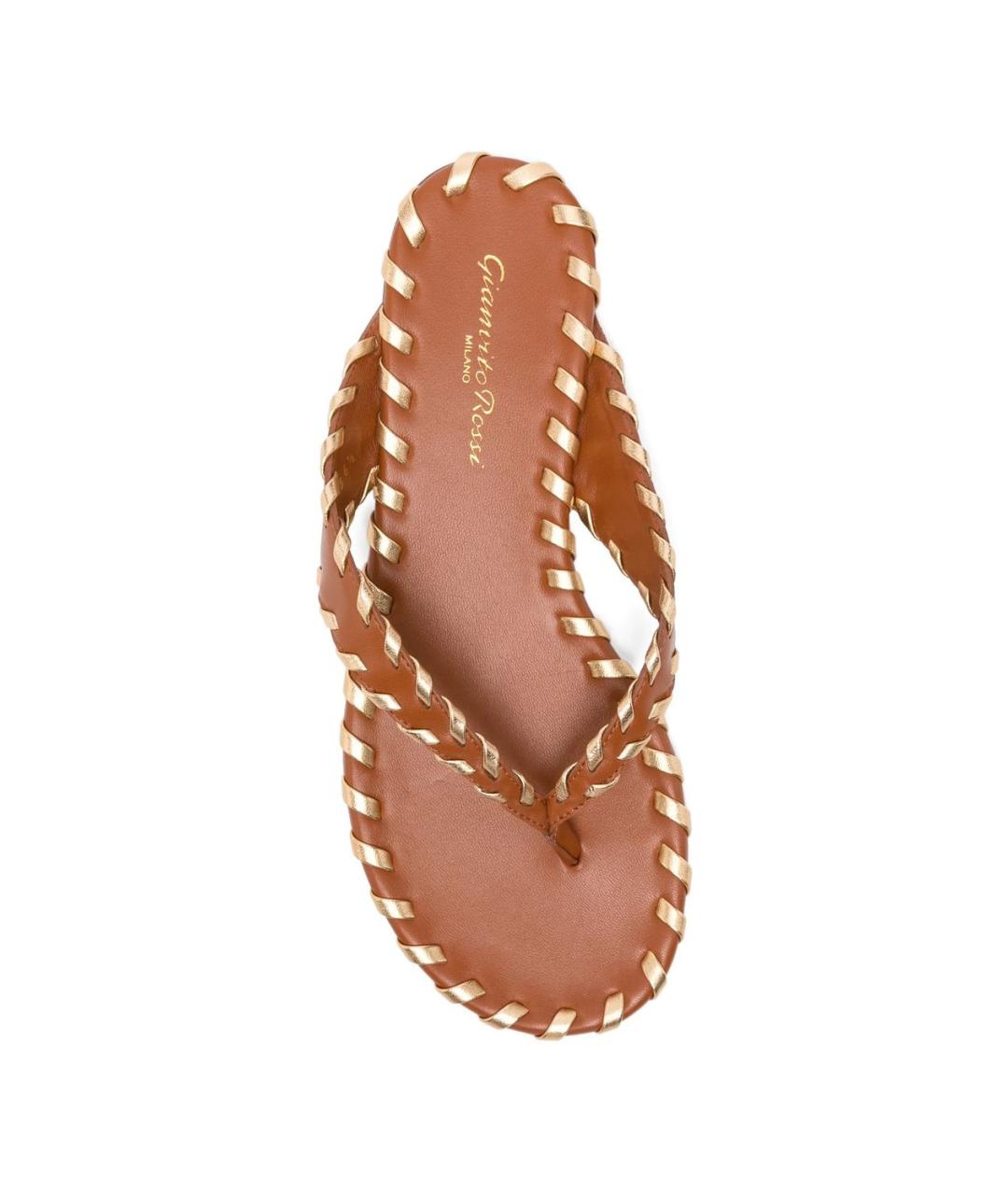 GIANVITO ROSSI Коричневые кожаные шлепанцы, фото 3