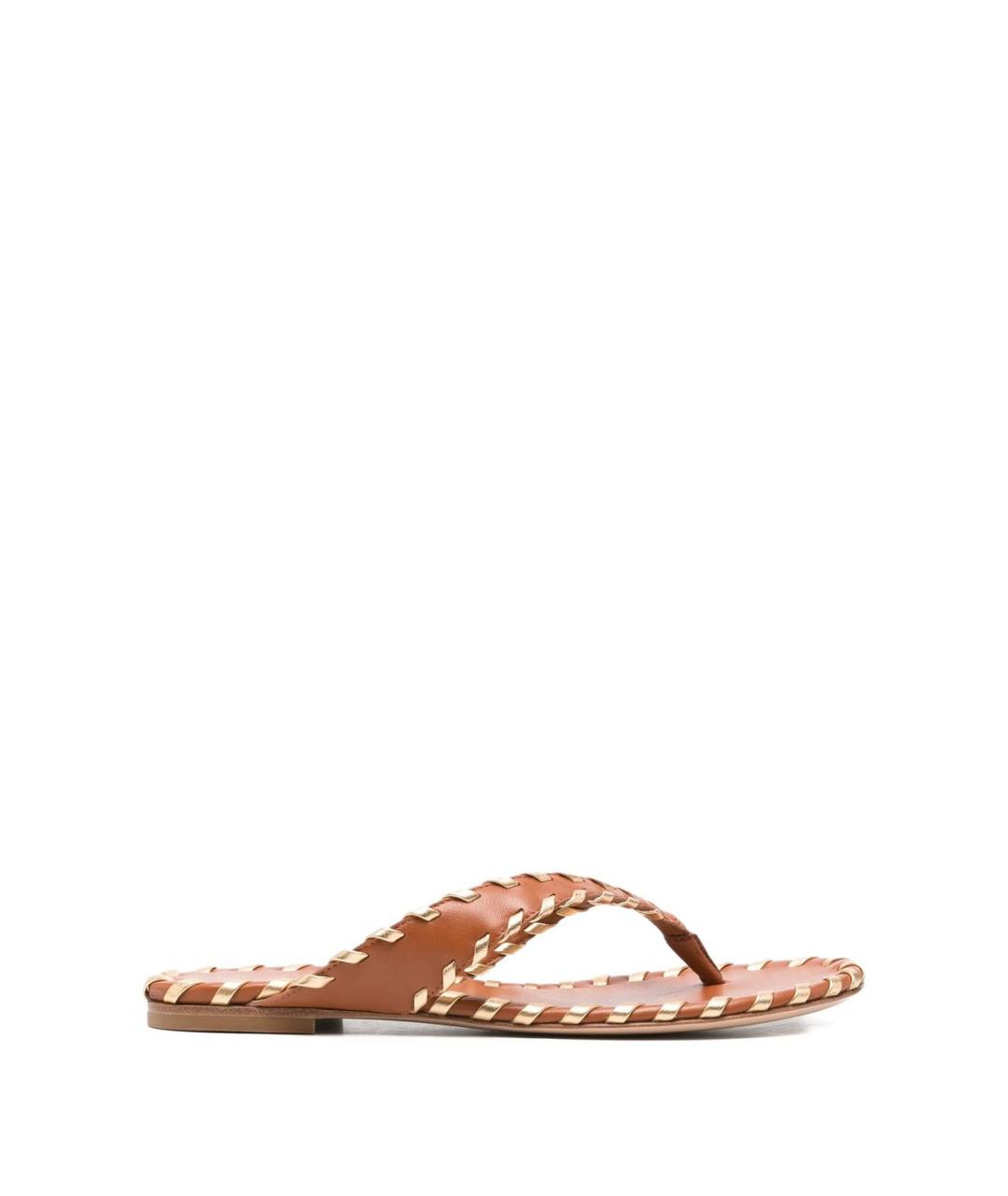 GIANVITO ROSSI Коричневые кожаные шлепанцы, фото 1