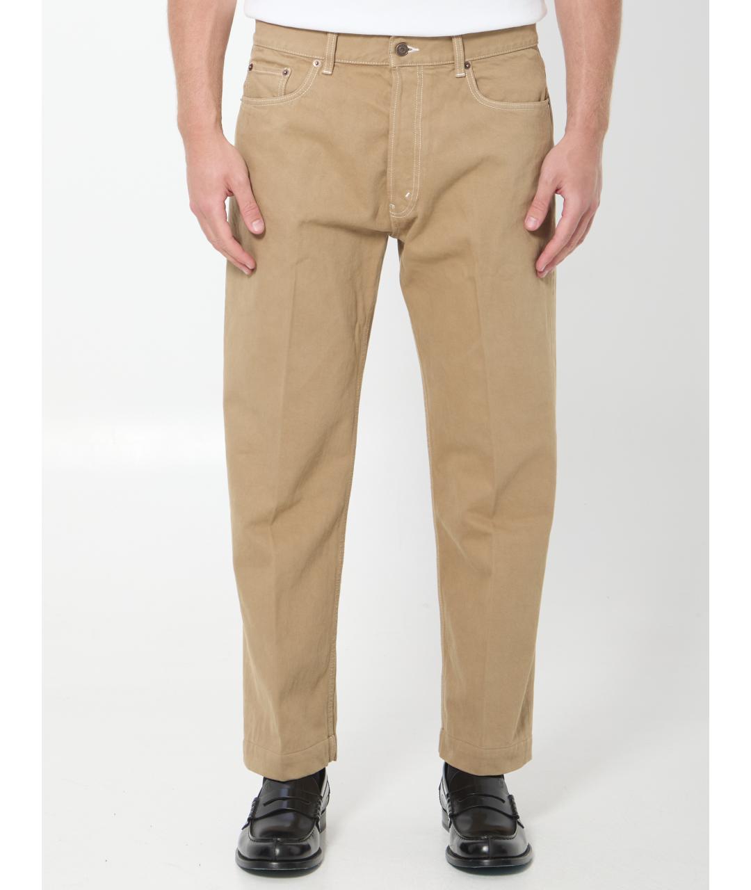 CELINE Бежевые хлопковые повседневные брюки, фото 5