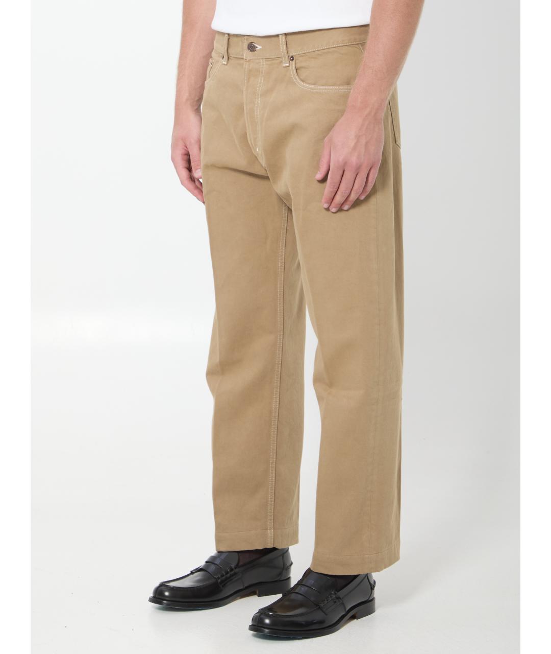CELINE Бежевые хлопковые повседневные брюки, фото 2