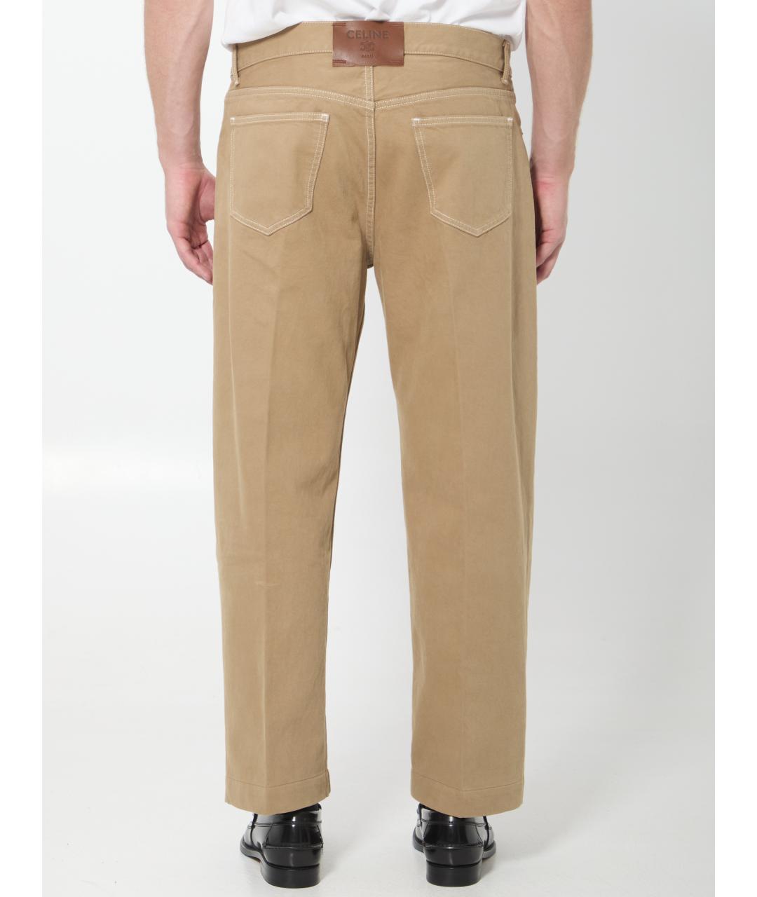 CELINE Бежевые хлопковые повседневные брюки, фото 4