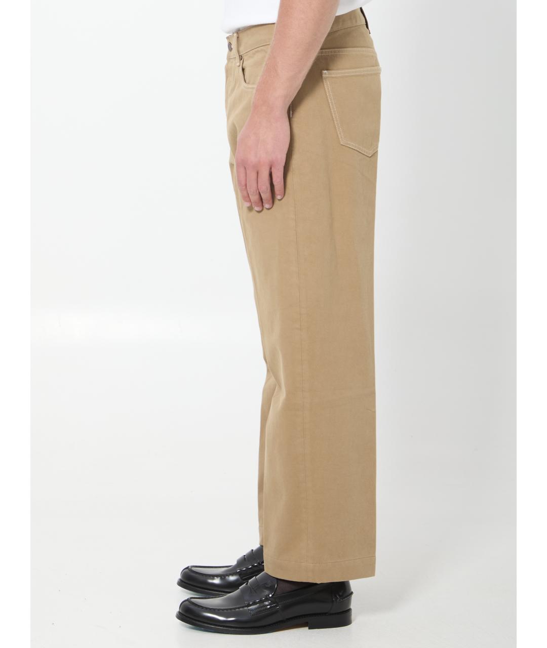 CELINE Бежевые хлопковые повседневные брюки, фото 3