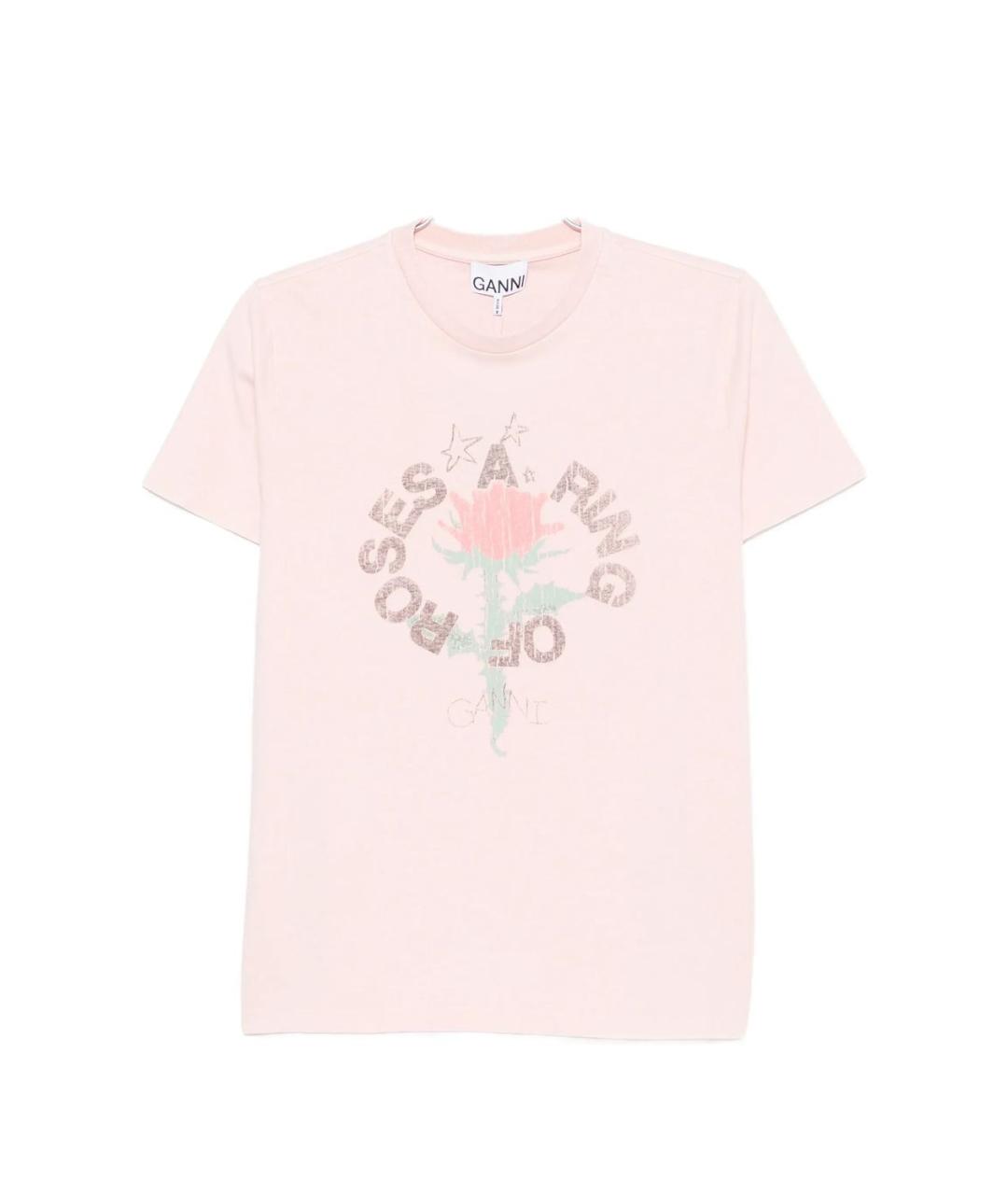 GANNI Розовая хлопковая футболка, фото 6