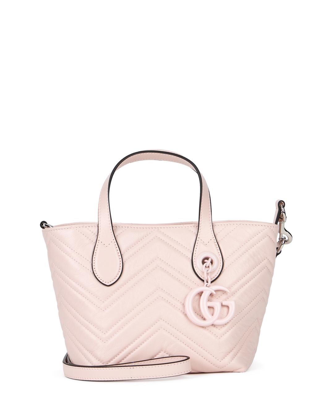 GUCCI Розовая кожаная сумка тоут, фото 1