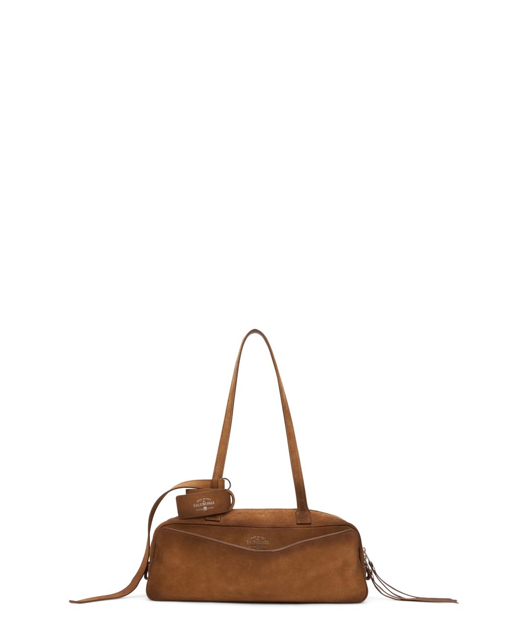 BALENCIAGA Коричневая замшевая сумка через плечо, фото 2