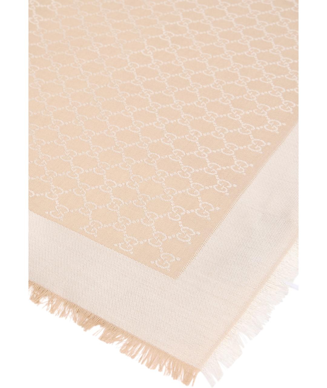 GUCCI Бежевый шерстяной шарф, фото 3