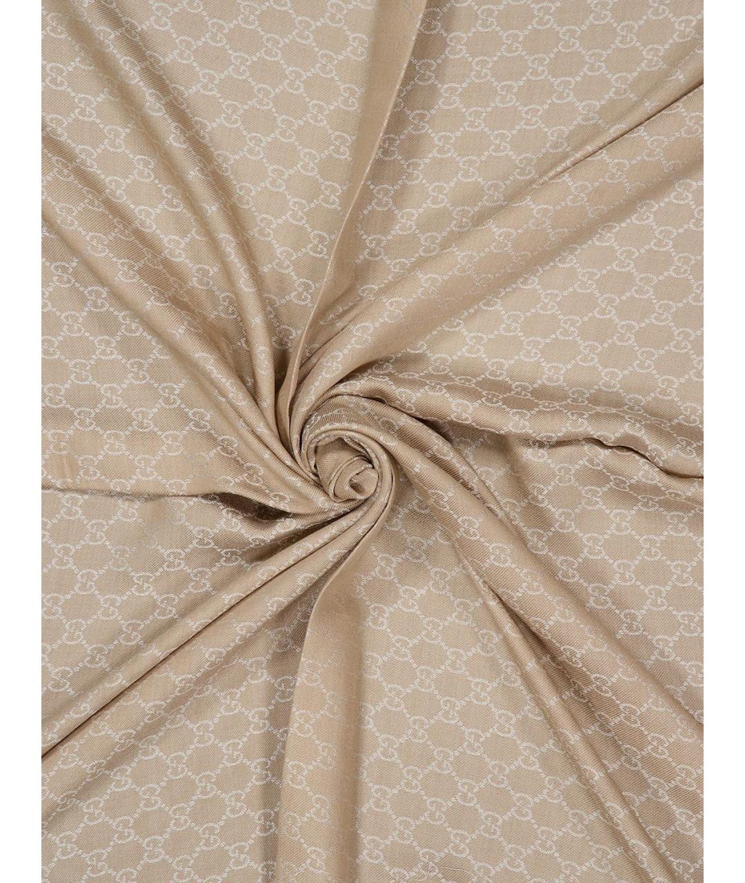 GUCCI Бежевый шерстяной шарф, фото 2