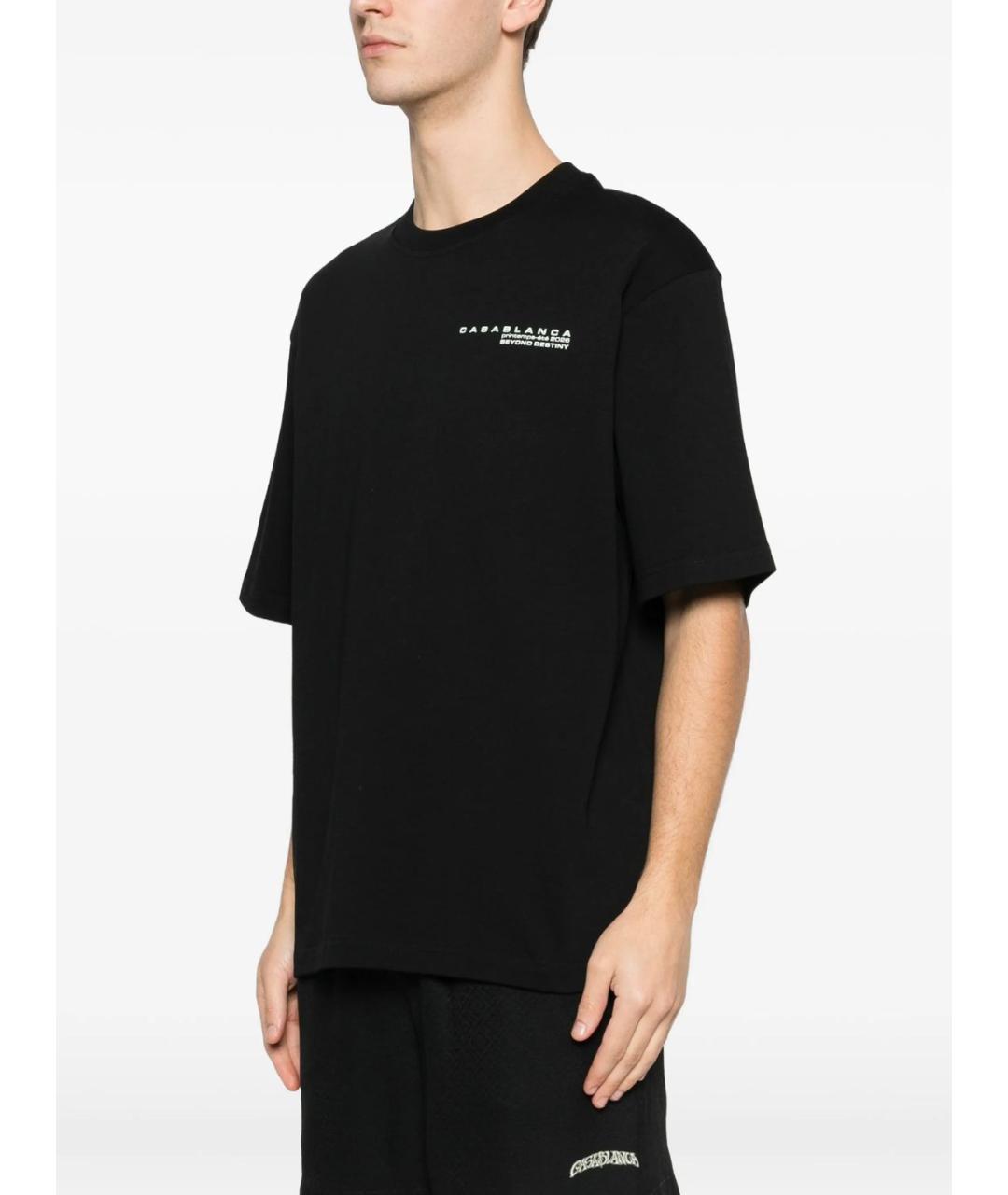 CASABLANCA Черная хлопковая футболка, фото 4