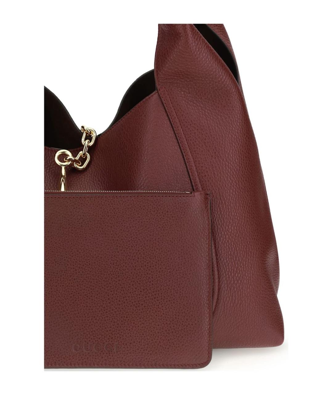 GUCCI Бордовая кожаная сумка через плечо, фото 4