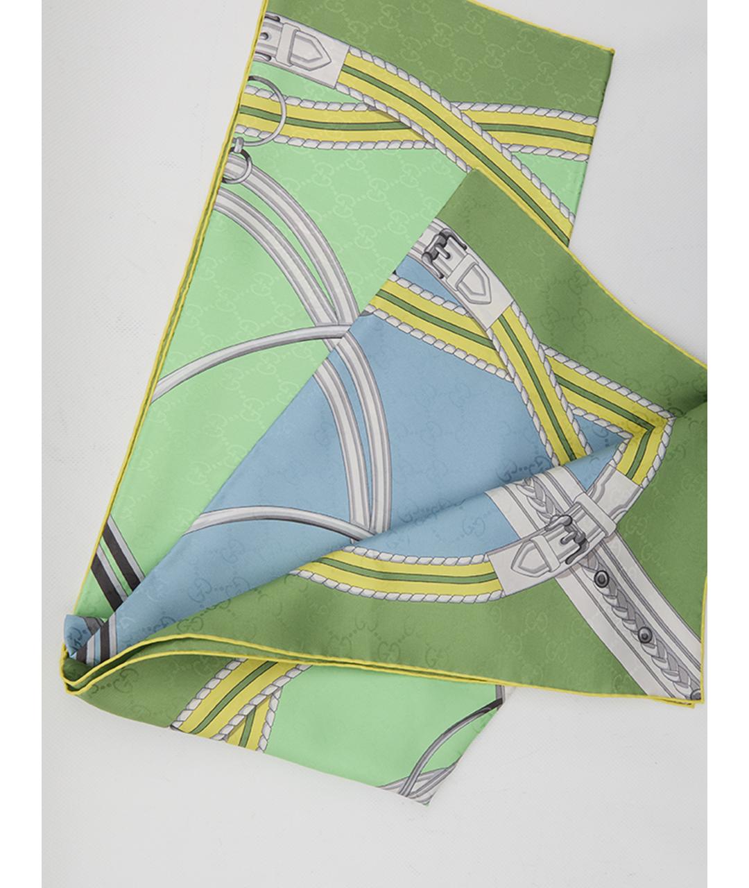 GUCCI Зеленый шелковый шарф, фото 2
