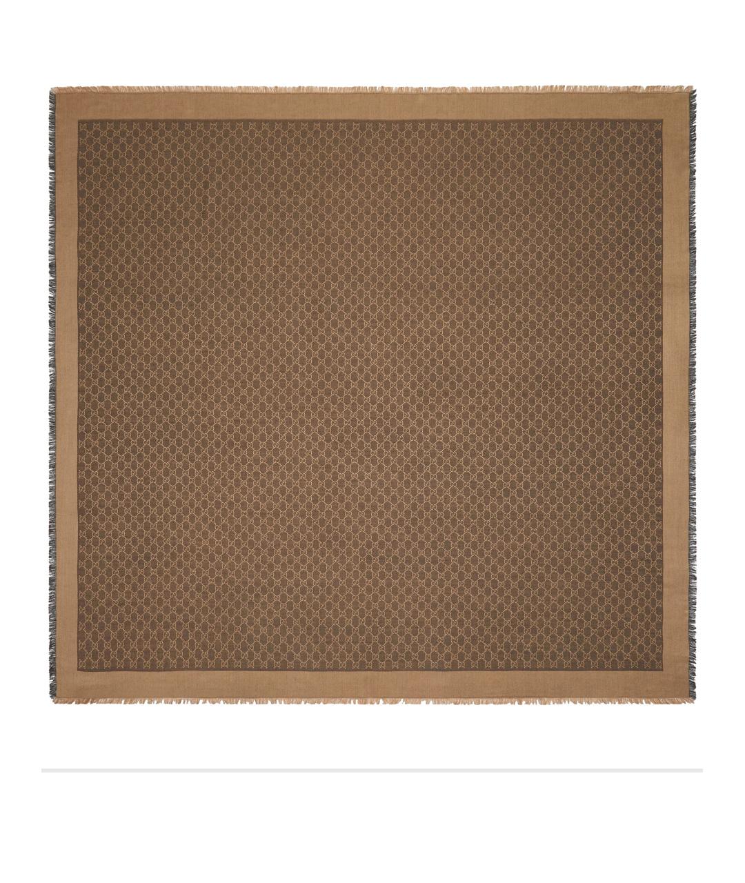 GUCCI Коричневый шерстяной шарф, фото 1