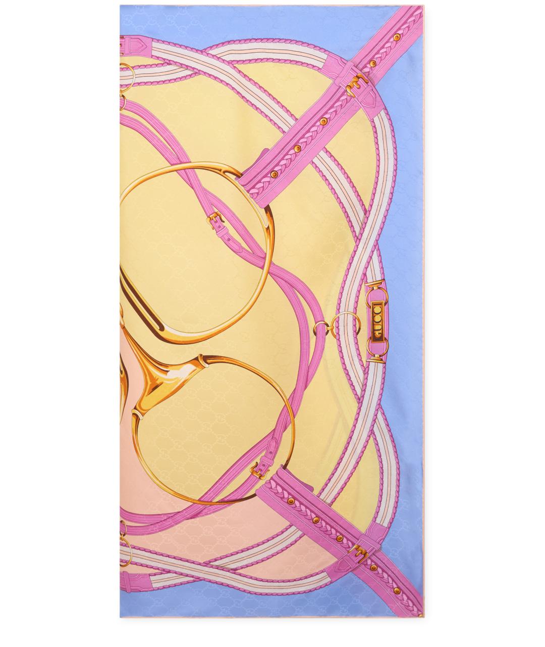 GUCCI Желтый шелковый шарф, фото 2