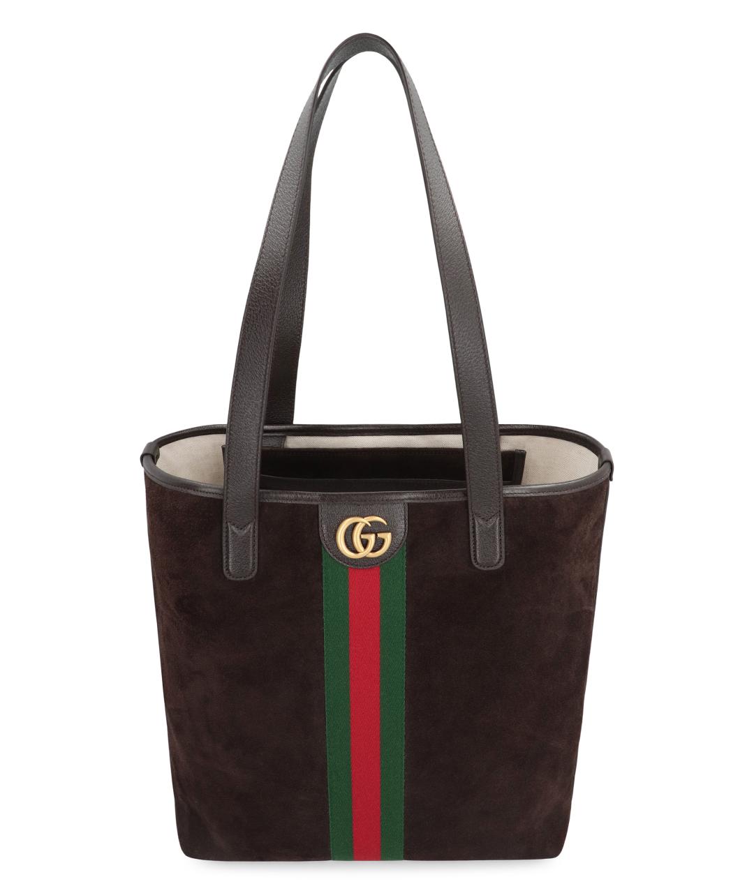 GUCCI Коричневая замшевая сумка тоут, фото 5