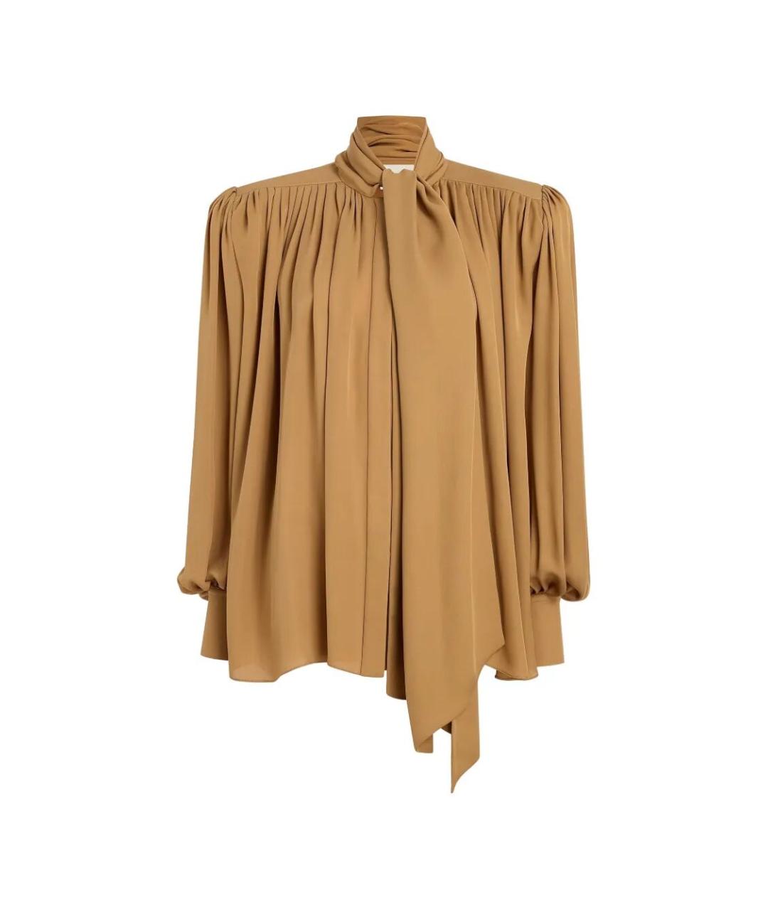 KHAITE Коричневая шелковая блузы, фото 4