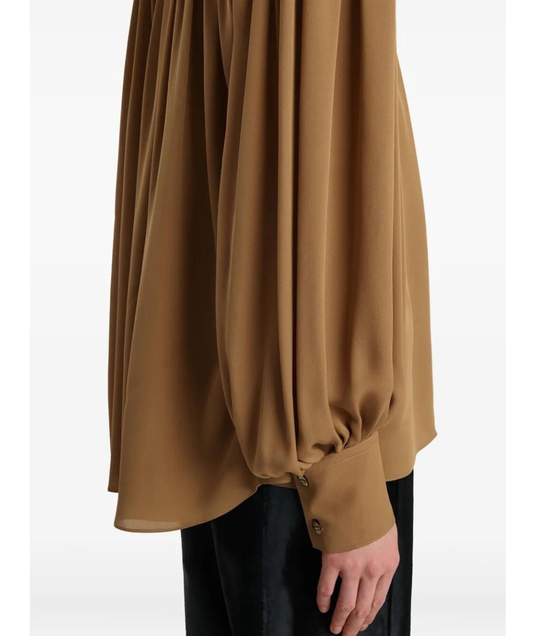 KHAITE Коричневая шелковая блузы, фото 5