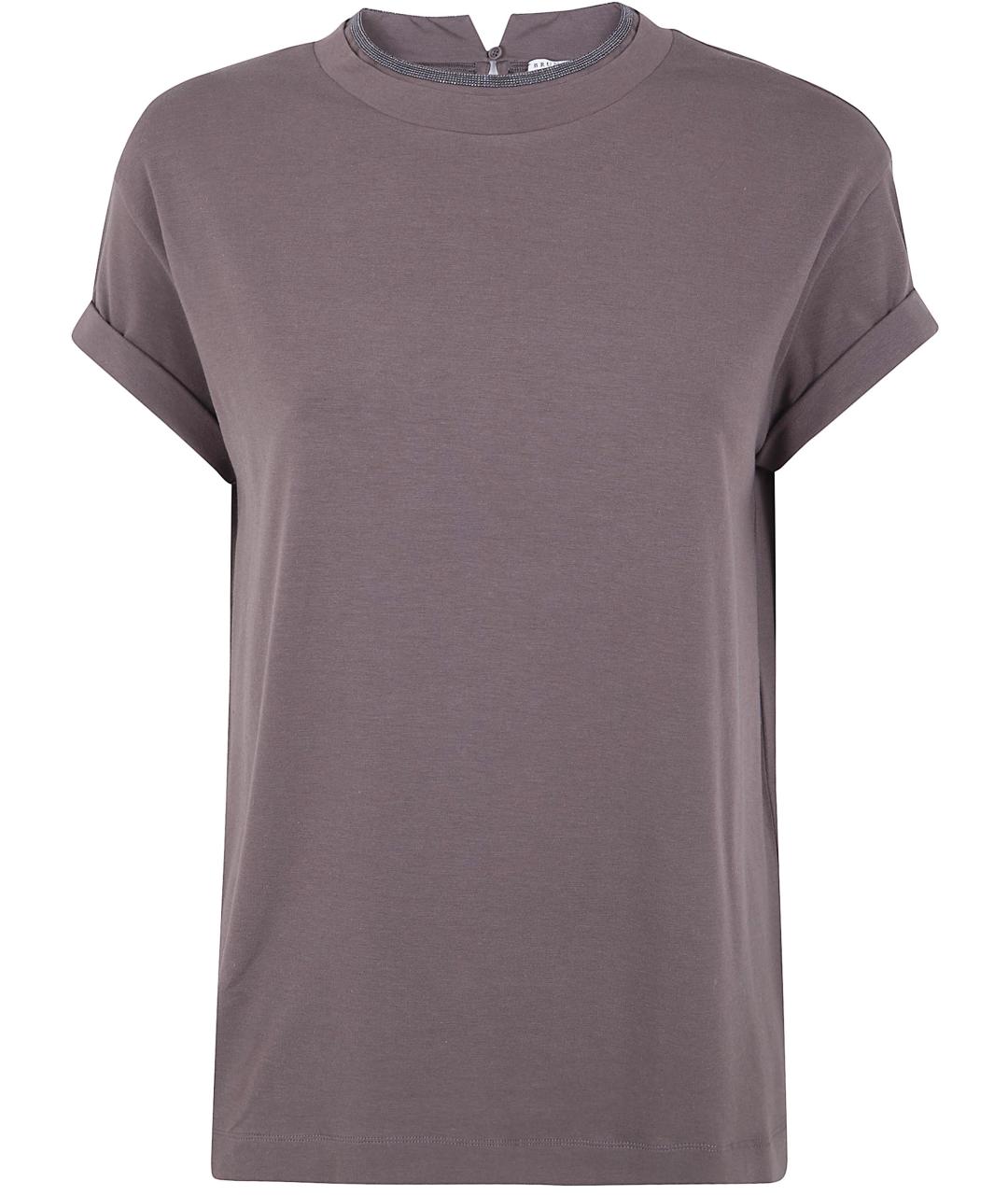 BRUNELLO CUCINELLI Коричневая хлопковая футболка, фото 1