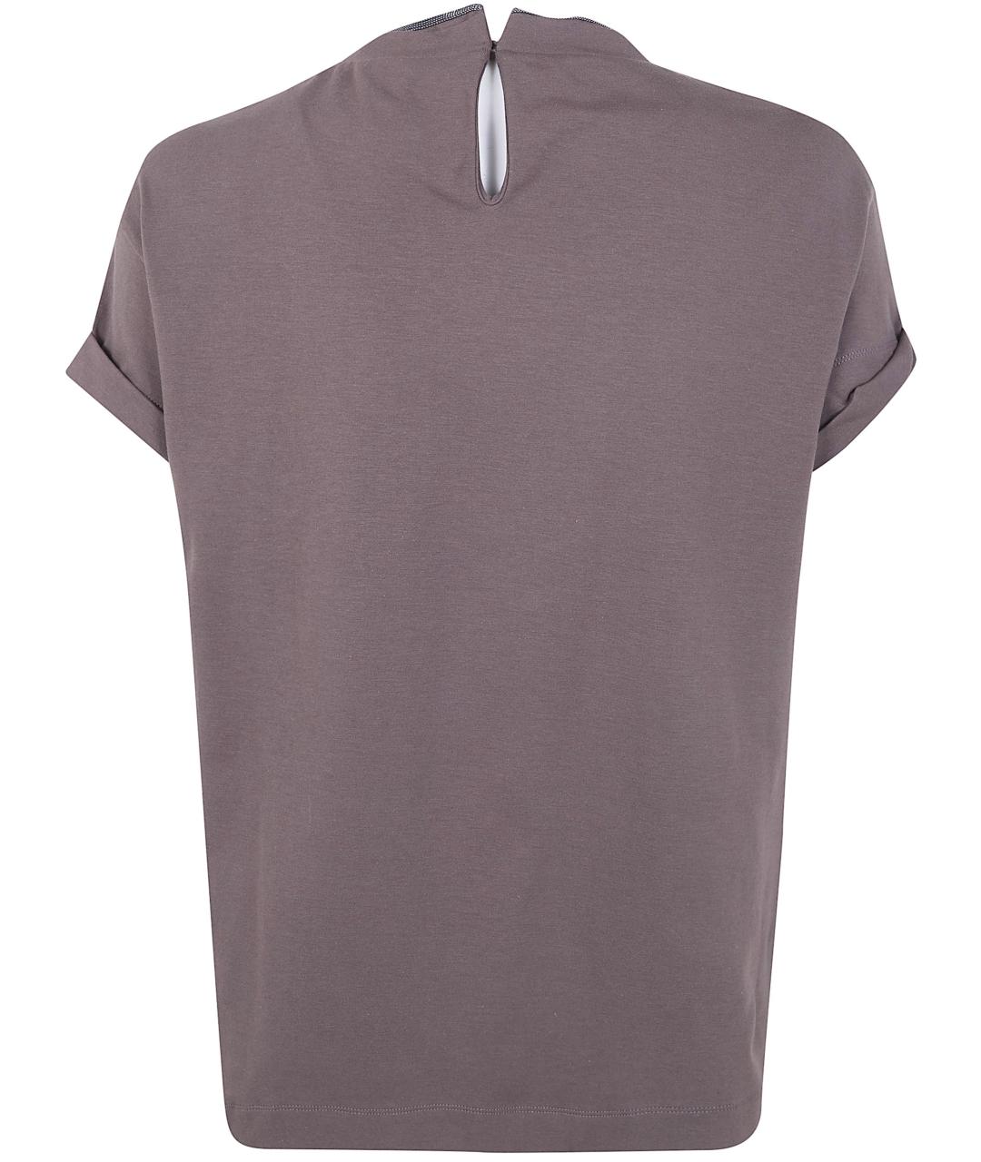 BRUNELLO CUCINELLI Коричневая хлопковая футболка, фото 2