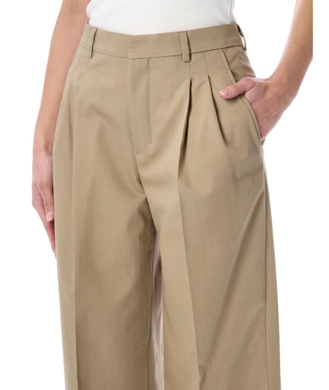 Ami Paris Бежевые хлопковые брюки широкие, фото 3