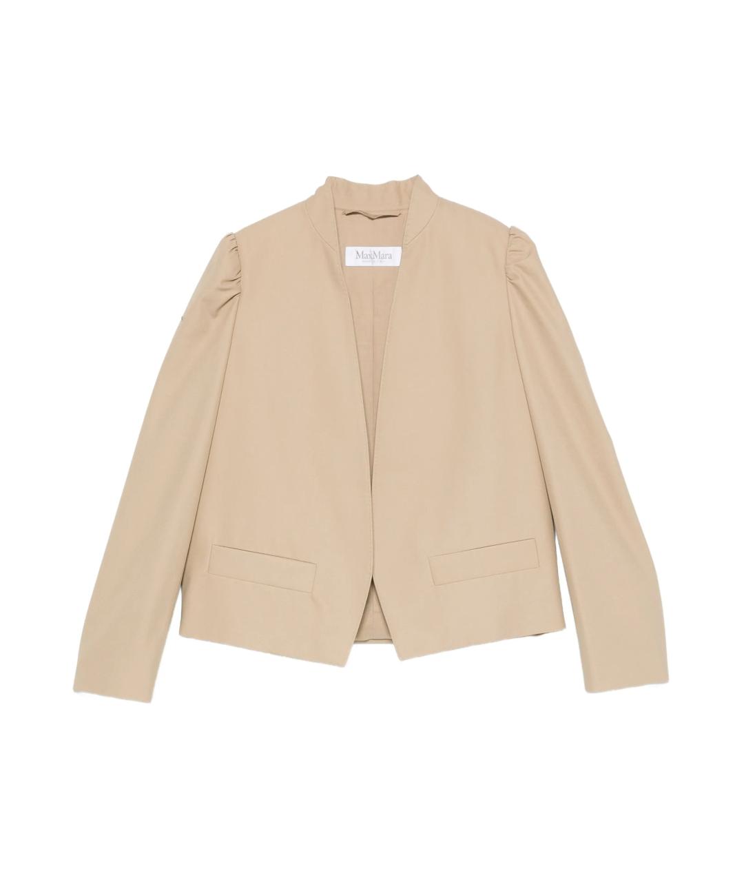 MAX MARA Бежевый хлопковый жакет/пиджак, фото 1