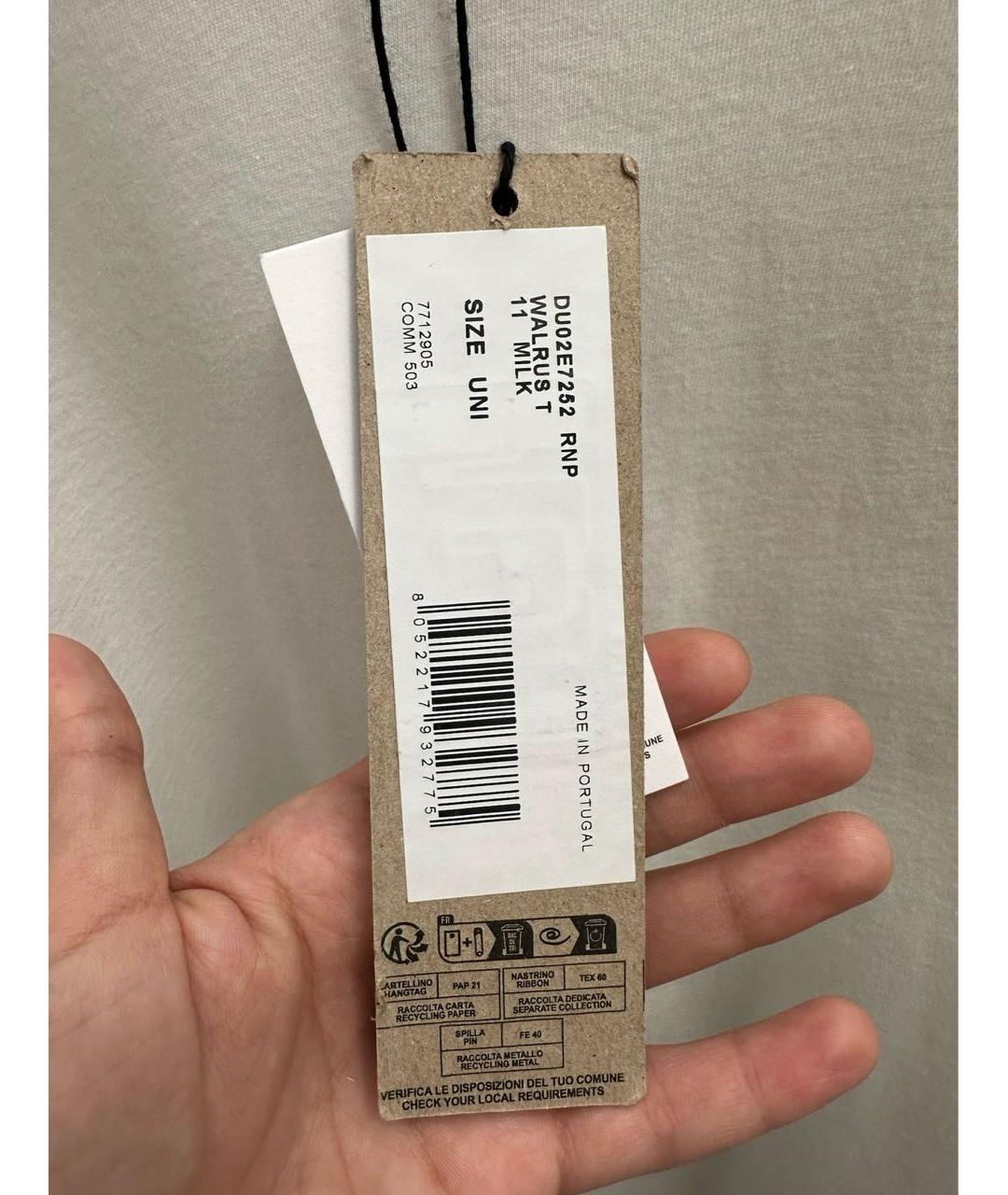 RICK OWENS DRKSHDW Белая хлопковая футболка, фото 3