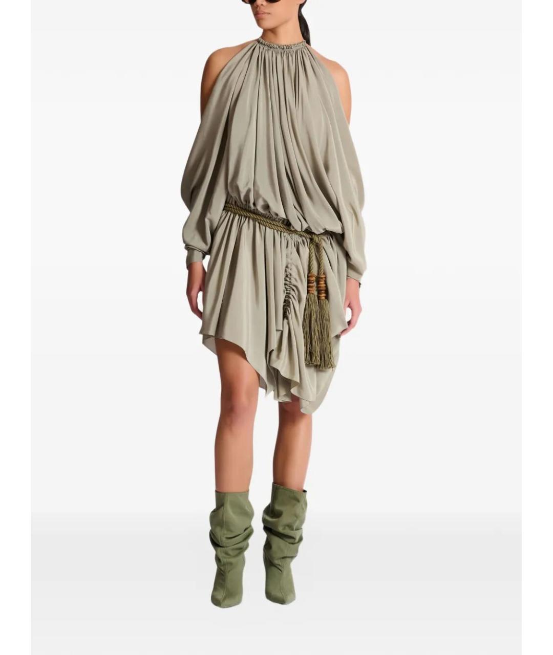 BALMAIN Зеленые шелковое коктейльное платье, фото 3