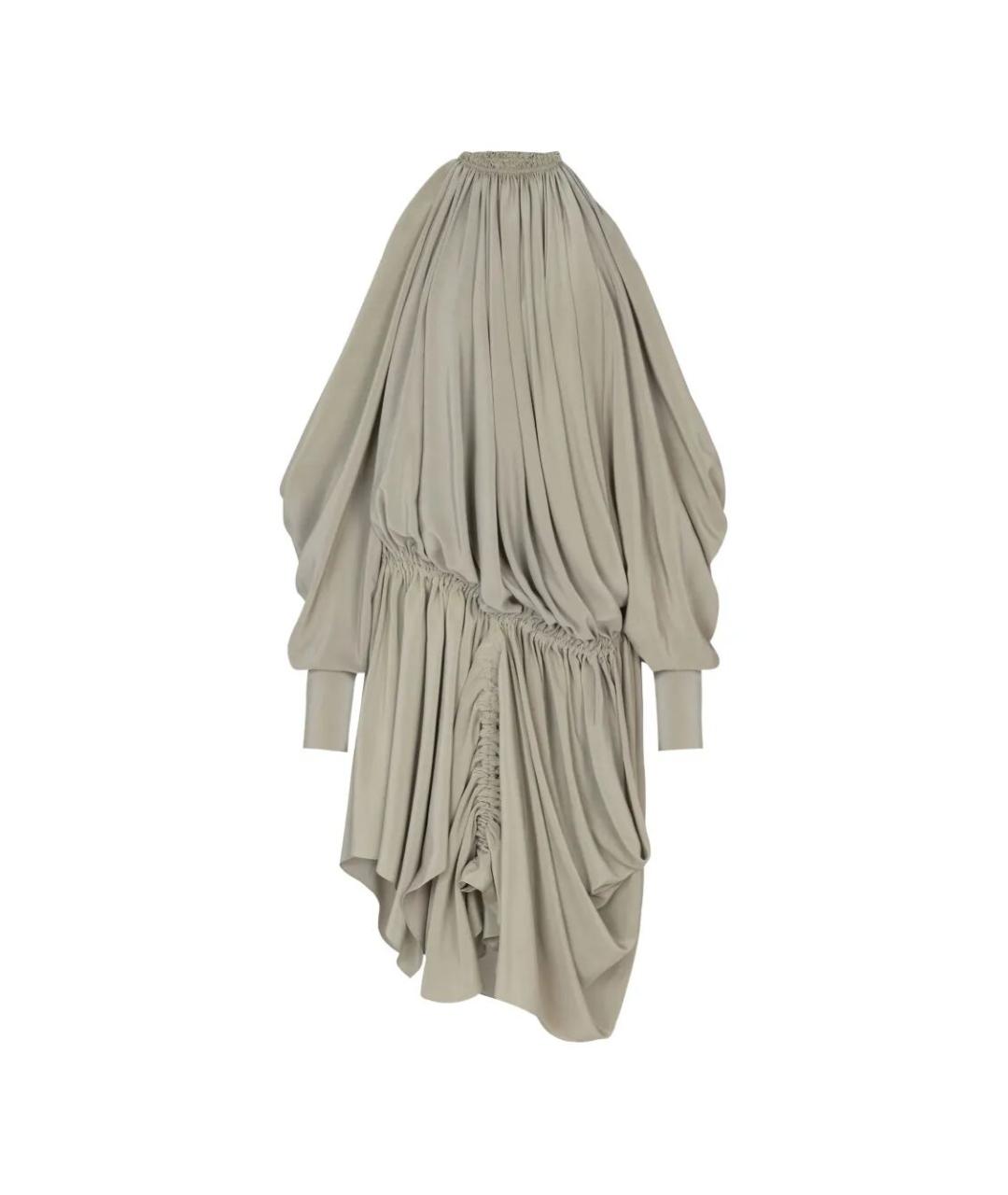 BALMAIN Зеленые шелковое коктейльное платье, фото 1