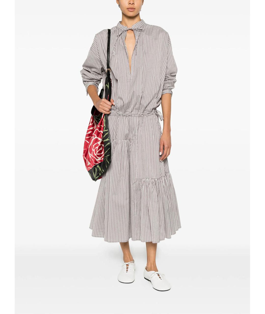 DRIES VAN NOTEN Коричневое хлопковое повседневное платье, фото 5