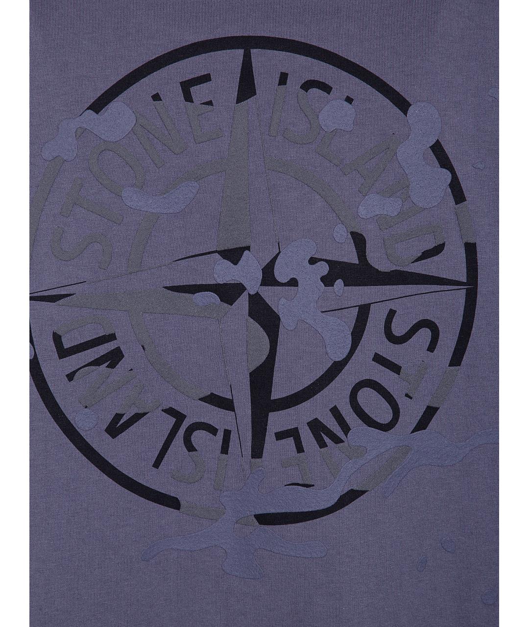 STONE ISLAND Синяя хлопковая футболка, фото 3