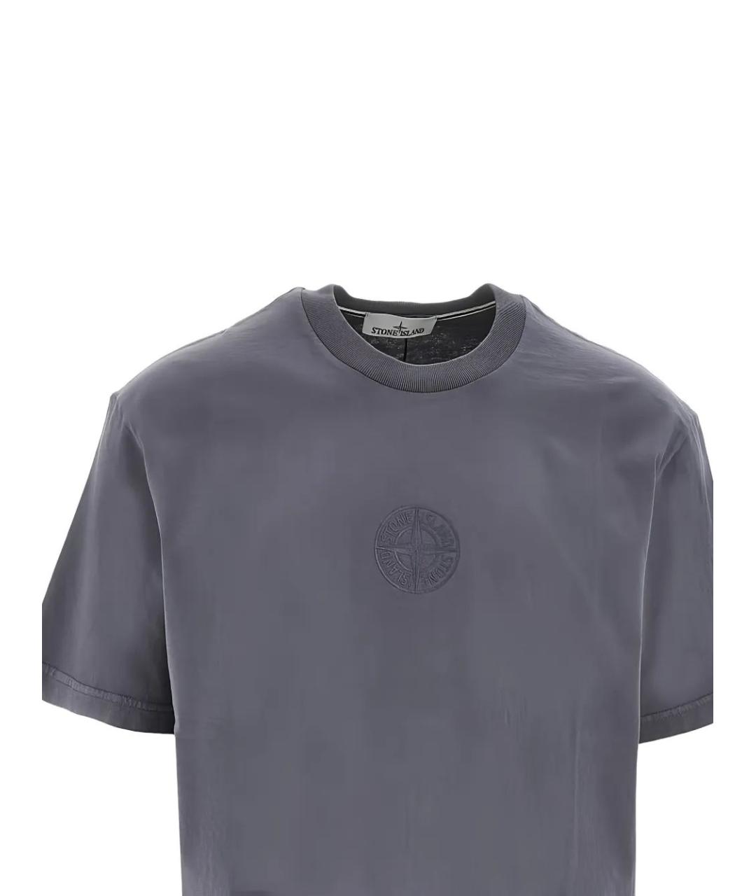 STONE ISLAND Синяя хлопковая футболка, фото 2