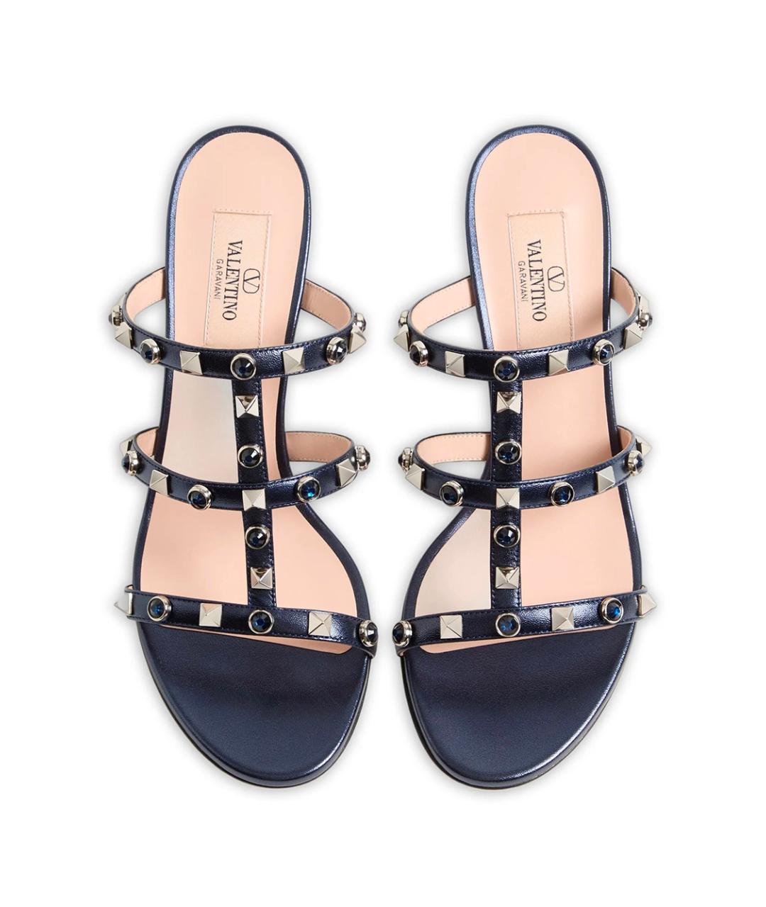 VALENTINO Синие кожаные босоножки, фото 5