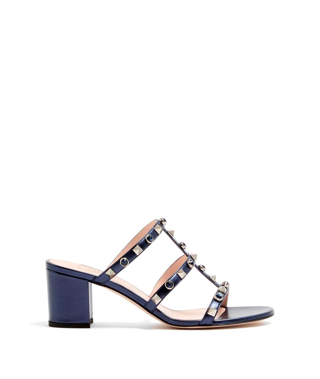 VALENTINO Синие кожаные босоножки, фото 1