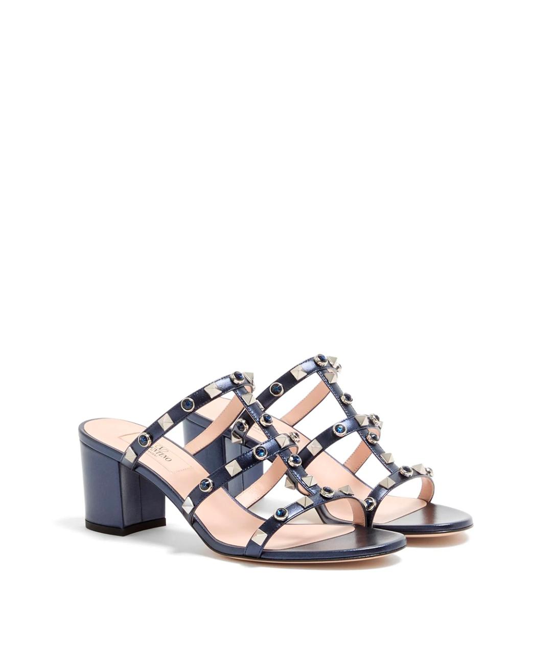 VALENTINO Синие кожаные босоножки, фото 4