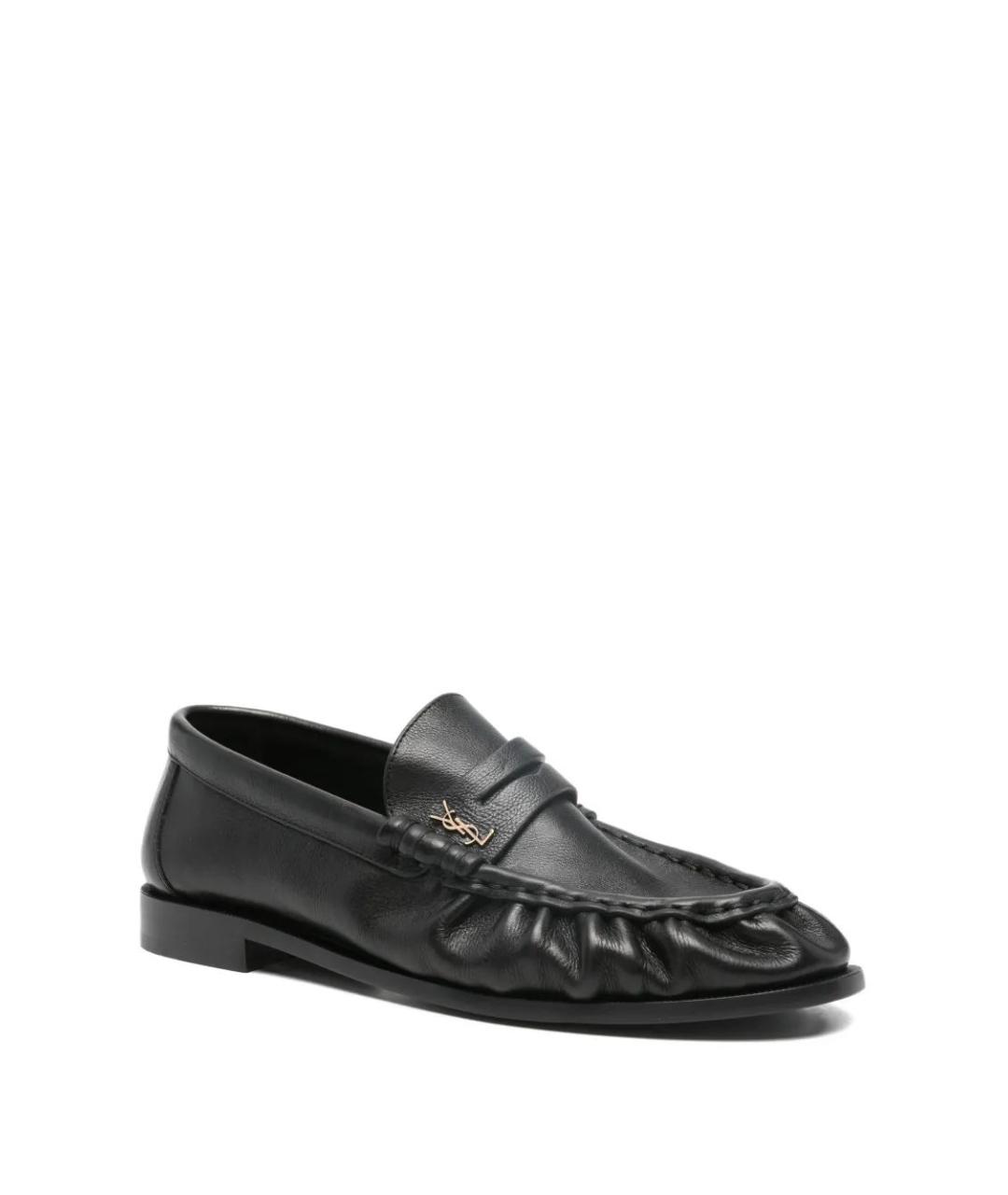 SAINT LAURENT Черные кожаные лоферы, фото 2