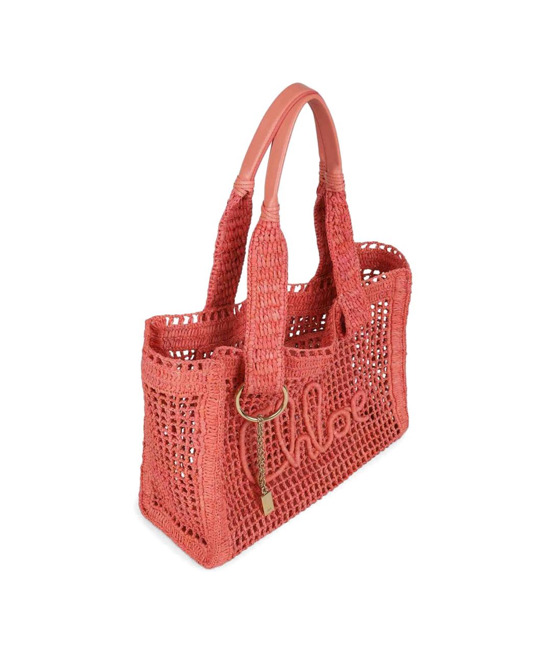 CHLOE Коралловая пелетеная сумка через плечо, фото 2