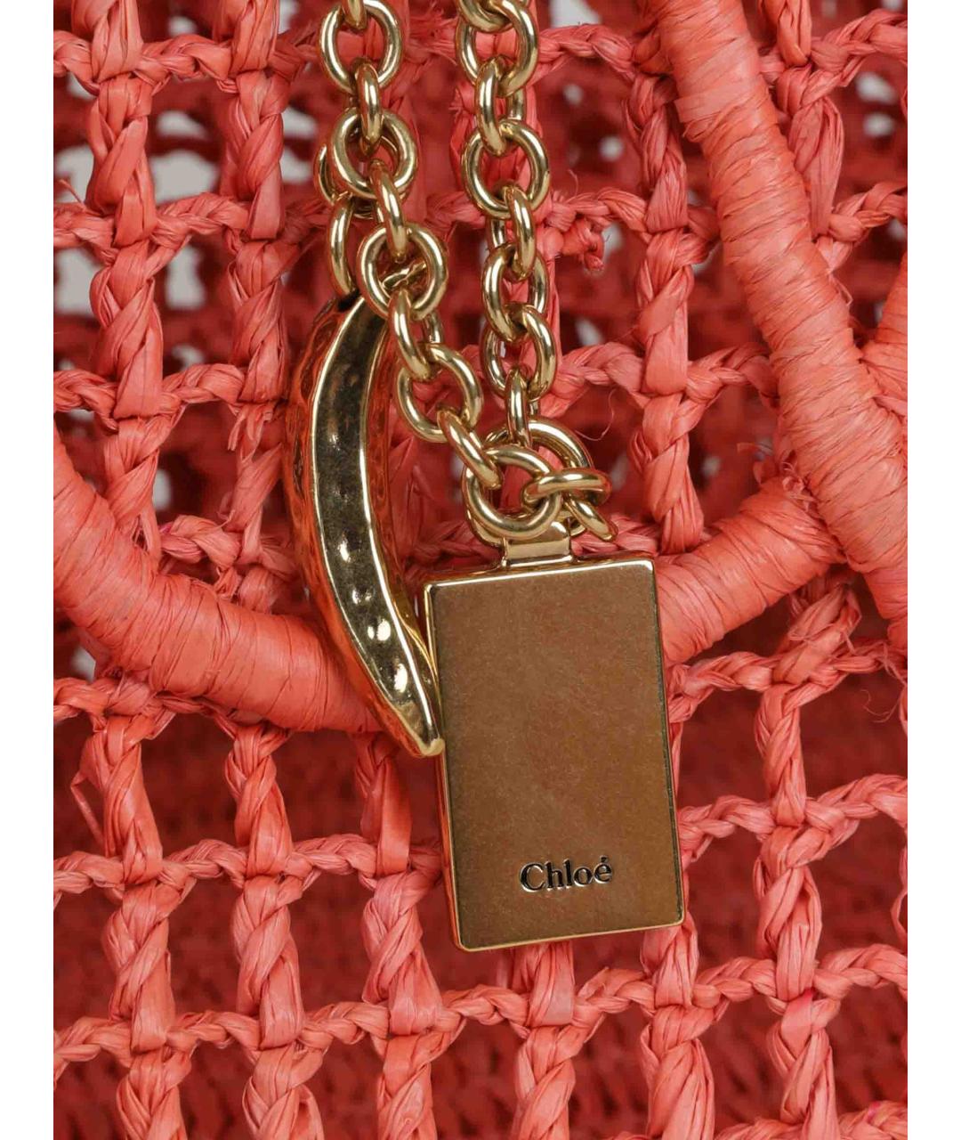 CHLOE Коралловая пелетеная сумка через плечо, фото 3