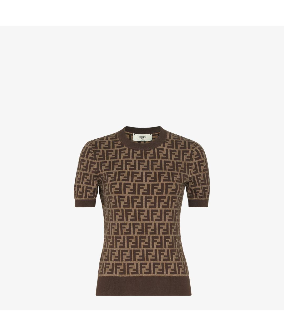 FENDI Коричневый хлопковый джемпер / свитер, фото 4