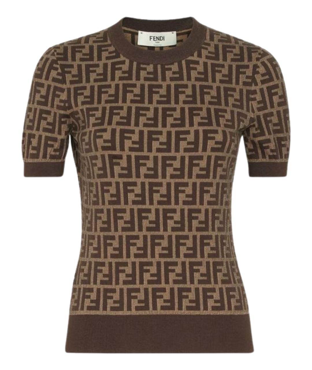 FENDI Коричневый хлопковый джемпер / свитер, фото 1