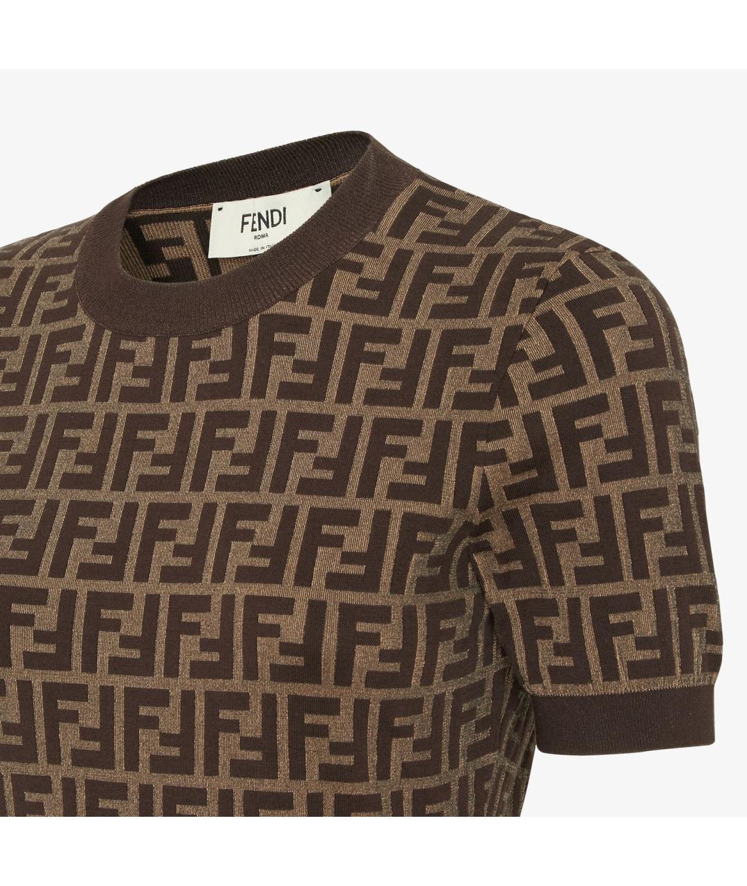 FENDI Коричневый хлопковый джемпер / свитер, фото 3