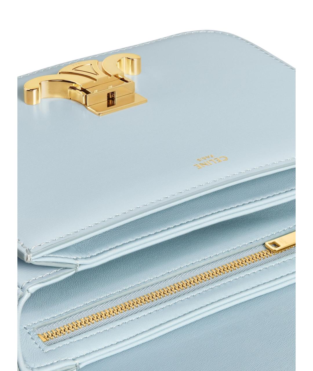 CELINE Голубая кожаная сумка через плечо, фото 2