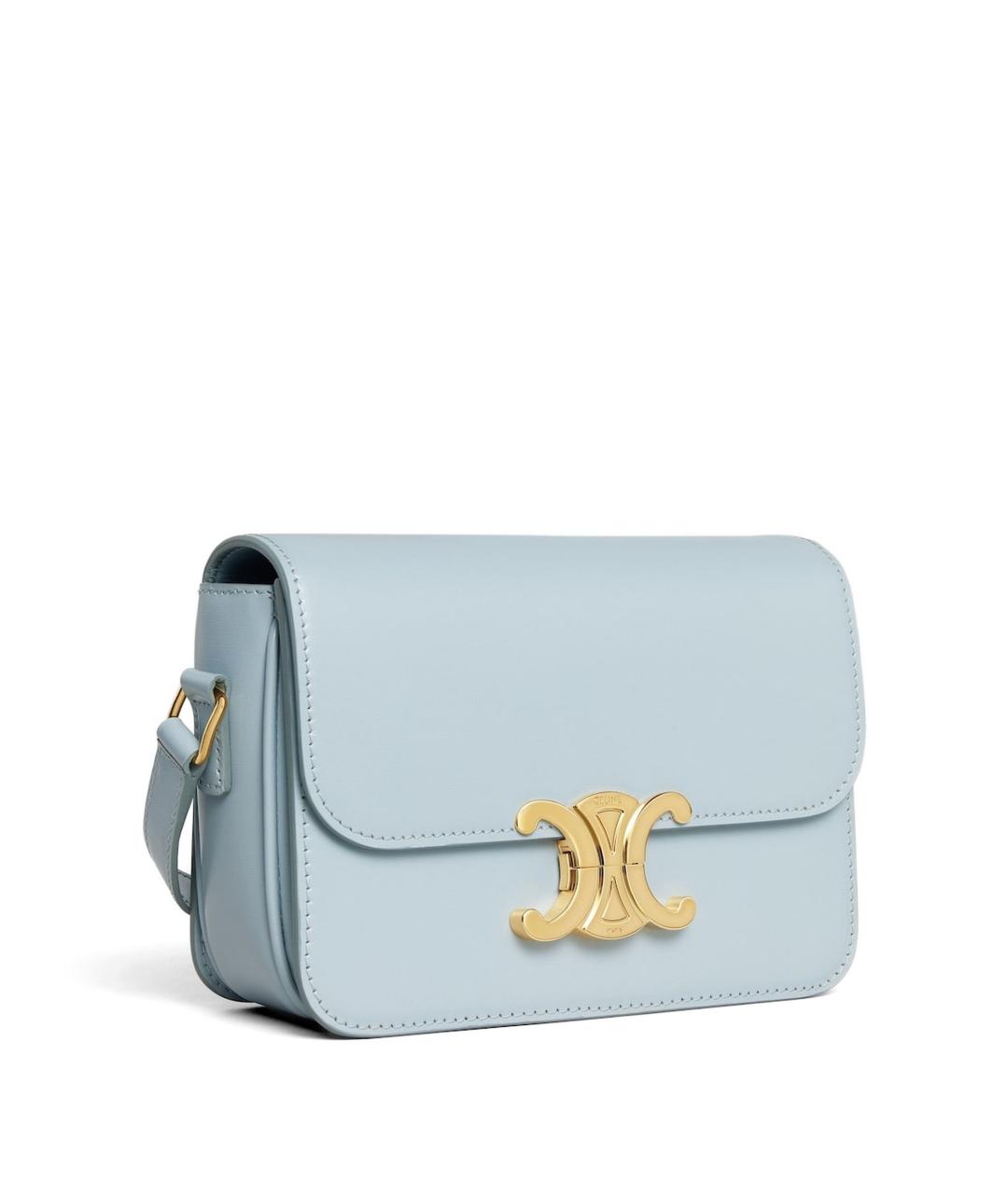 CELINE Голубая кожаная сумка через плечо, фото 4