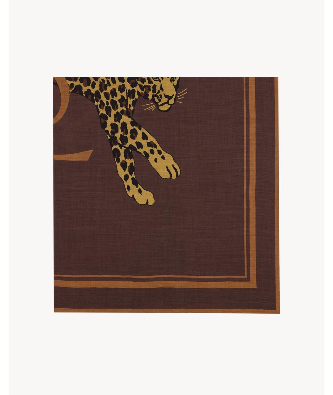 SAINT LAURENT Коричневый шерстяной платок, фото 2