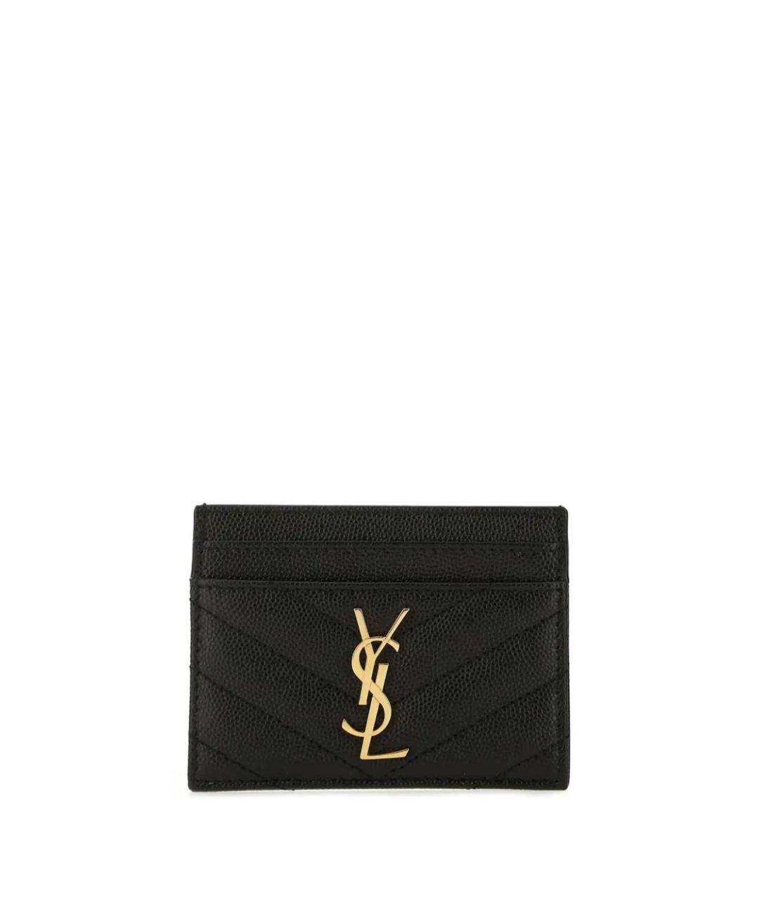 SAINT LAURENT Черный кожаный кардхолдер, фото 1